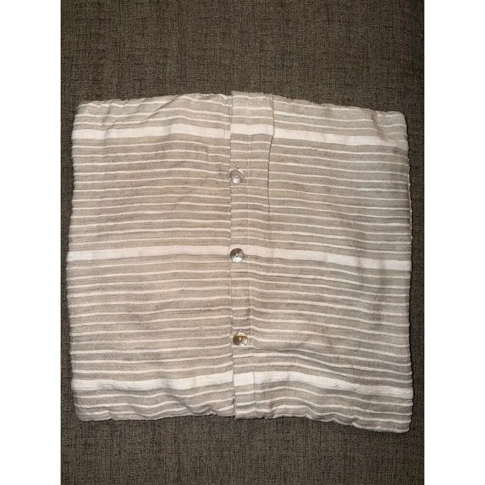 West Elm 20x20 Silk Cotton Stripe Pillow Cover Neutral Taupe Ivory